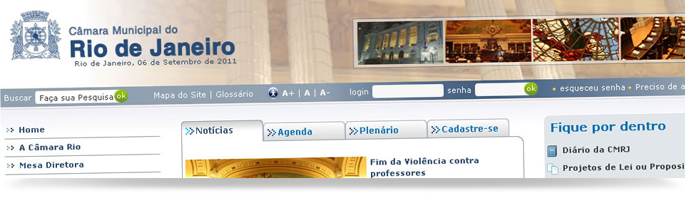 C�mara Municipal do Rio de Janeiro - XHTML + CSS + JQuery + PHP + SQL Server 2000 - Dezembro 2010